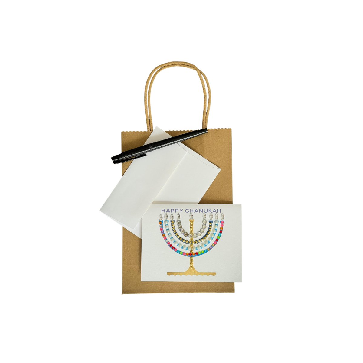 Happy Chanukah Menorah in Gold - Ofek's Judaica -